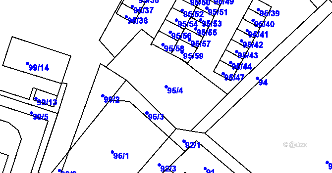 Parcela st. 95/4 v KÚ Jilemnice, Katastrální mapa