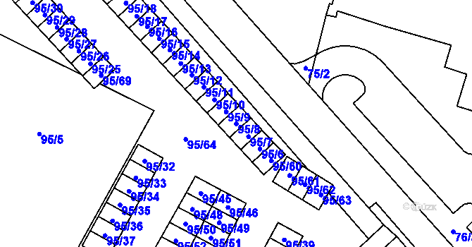 Parcela st. 95/8 v KÚ Jilemnice, Katastrální mapa