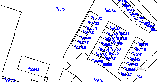 Parcela st. 95/37 v KÚ Jilemnice, Katastrální mapa