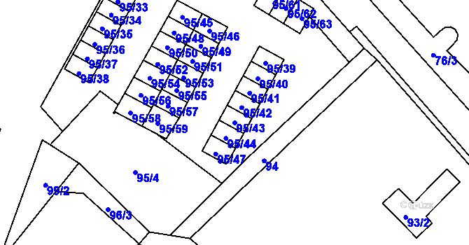 Parcela st. 95/43 v KÚ Jilemnice, Katastrální mapa