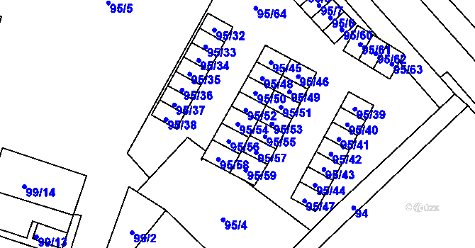 Parcela st. 95/54 v KÚ Jilemnice, Katastrální mapa