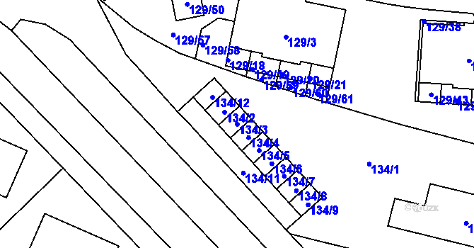 Parcela st. 134/3 v KÚ Jilemnice, Katastrální mapa