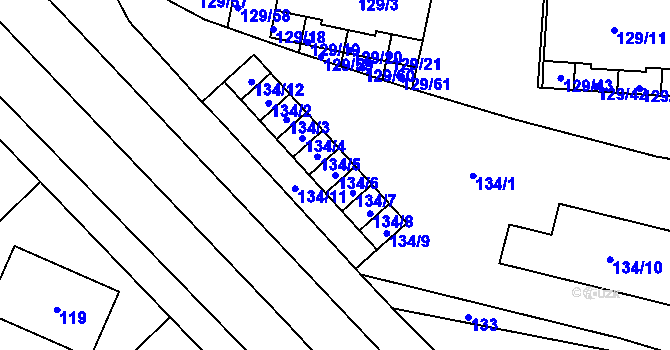 Parcela st. 134/6 v KÚ Jilemnice, Katastrální mapa