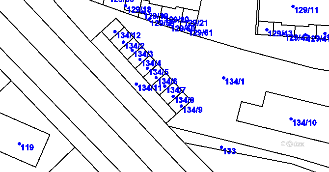 Parcela st. 134/7 v KÚ Jilemnice, Katastrální mapa