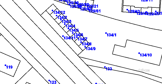 Parcela st. 134/8 v KÚ Jilemnice, Katastrální mapa