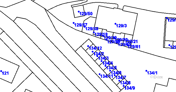 Parcela st. 134/12 v KÚ Jilemnice, Katastrální mapa