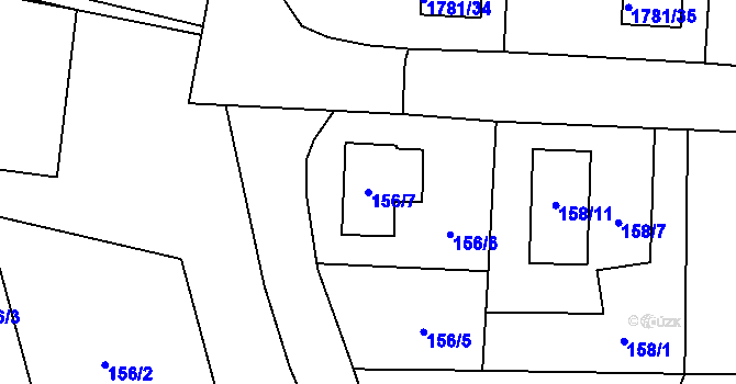 Parcela st. 156/7 v KÚ Jilemnice, Katastrální mapa