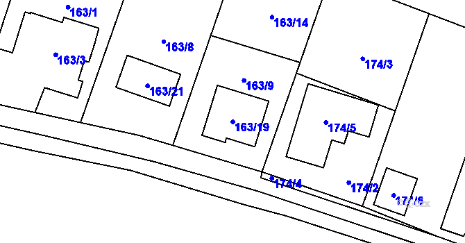 Parcela st. 163/19 v KÚ Jilemnice, Katastrální mapa