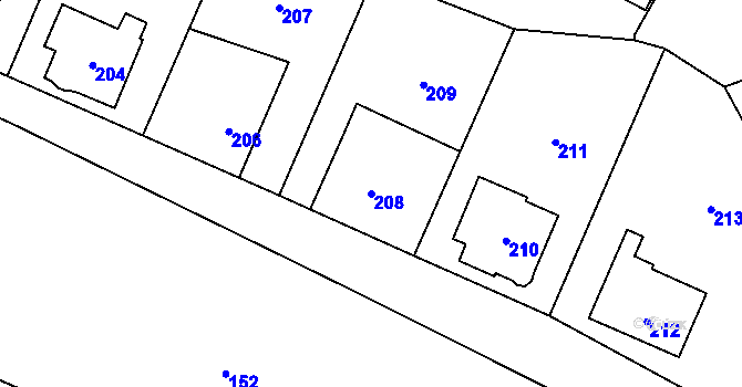 Parcela st. 208 v KÚ Jilemnice, Katastrální mapa