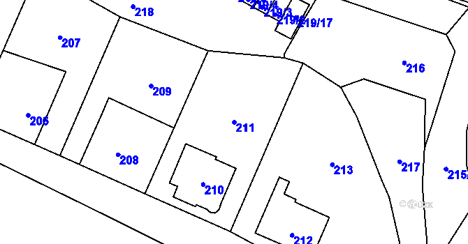 Parcela st. 211 v KÚ Jilemnice, Katastrální mapa