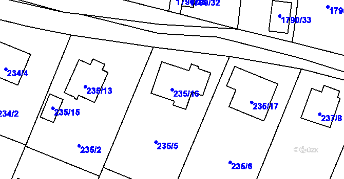 Parcela st. 235/16 v KÚ Jilemnice, Katastrální mapa