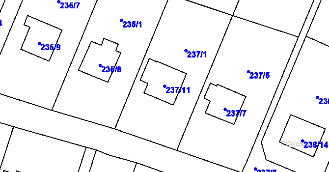 Parcela st. 237/11 v KÚ Jilemnice, Katastrální mapa