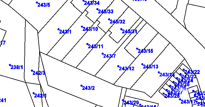 Parcela st. 243/7 v KÚ Jilemnice, Katastrální mapa