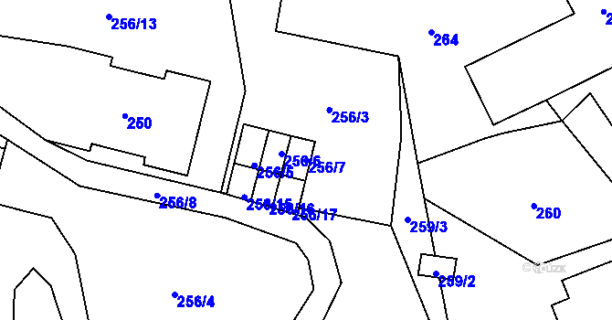 Parcela st. 256/7 v KÚ Jilemnice, Katastrální mapa