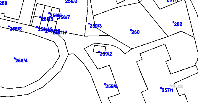 Parcela st. 259/2 v KÚ Jilemnice, Katastrální mapa