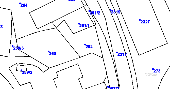 Parcela st. 262 v KÚ Jilemnice, Katastrální mapa