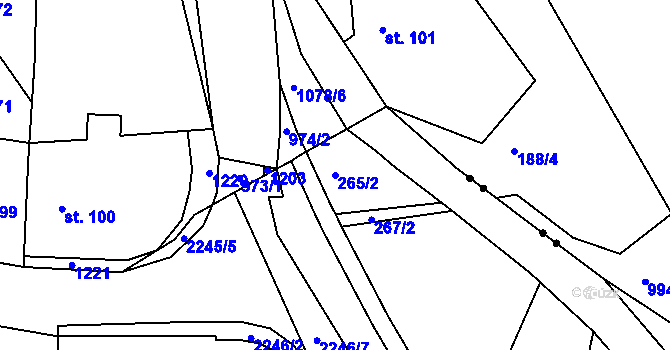 Parcela st. 265/2 v KÚ Jilemnice, Katastrální mapa