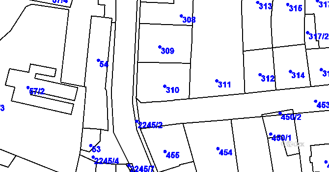Parcela st. 310 v KÚ Jilemnice, Katastrální mapa