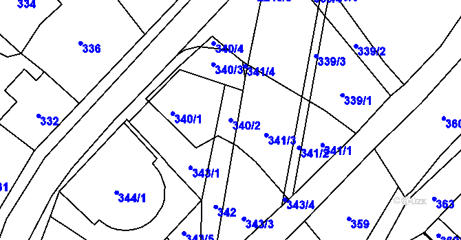 Parcela st. 340/2 v KÚ Jilemnice, Katastrální mapa