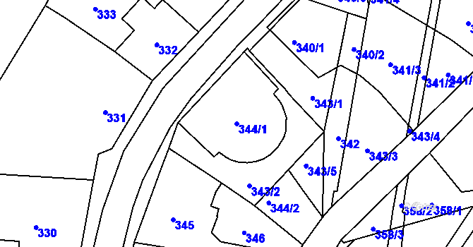 Parcela st. 344/1 v KÚ Jilemnice, Katastrální mapa
