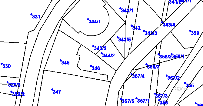 Parcela st. 344/2 v KÚ Jilemnice, Katastrální mapa