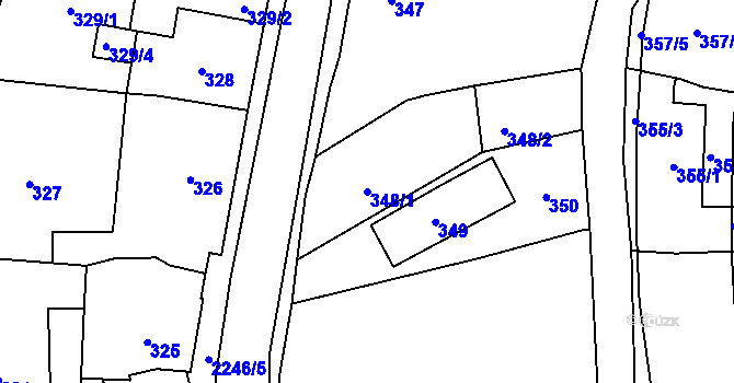 Parcela st. 348/1 v KÚ Jilemnice, Katastrální mapa