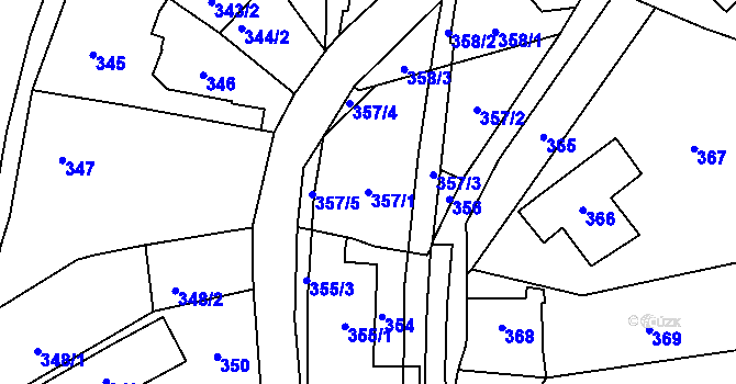 Parcela st. 357/1 v KÚ Jilemnice, Katastrální mapa