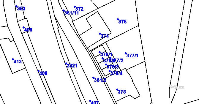 Parcela st. 376/1 v KÚ Jilemnice, Katastrální mapa