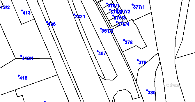Parcela st. 407 v KÚ Jilemnice, Katastrální mapa
