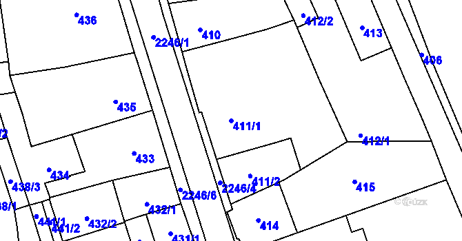 Parcela st. 411/1 v KÚ Jilemnice, Katastrální mapa