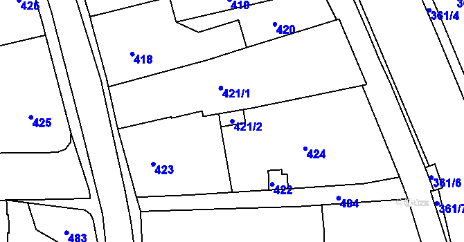 Parcela st. 421/2 v KÚ Jilemnice, Katastrální mapa