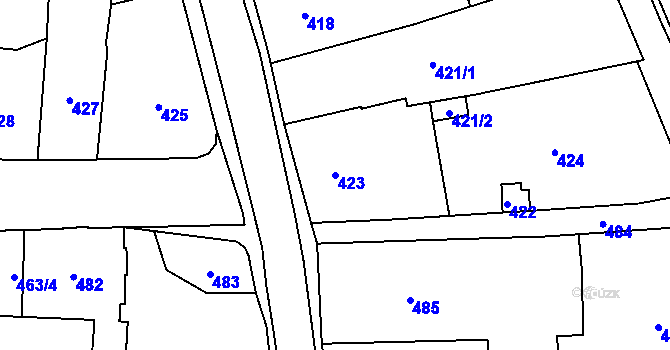 Parcela st. 423 v KÚ Jilemnice, Katastrální mapa