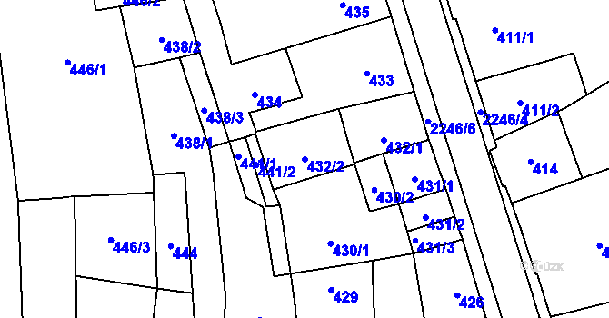 Parcela st. 432/2 v KÚ Jilemnice, Katastrální mapa
