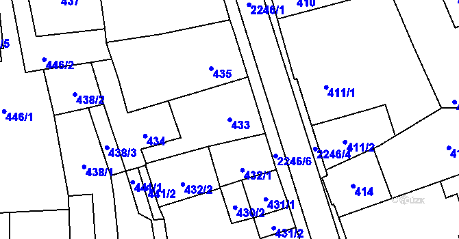 Parcela st. 433 v KÚ Jilemnice, Katastrální mapa