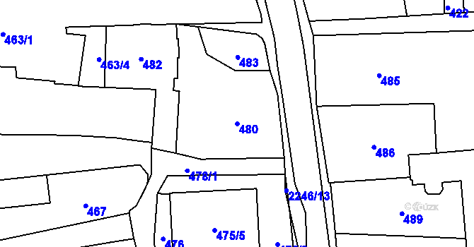 Parcela st. 480 v KÚ Jilemnice, Katastrální mapa