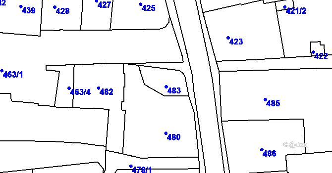Parcela st. 483 v KÚ Jilemnice, Katastrální mapa