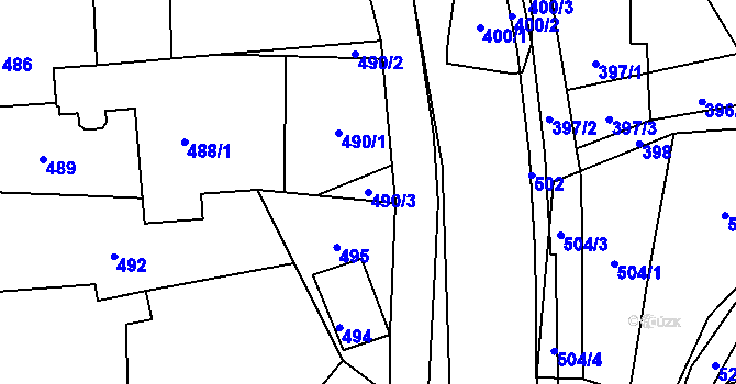 Parcela st. 490/3 v KÚ Jilemnice, Katastrální mapa