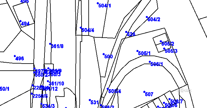 Parcela st. 500 v KÚ Jilemnice, Katastrální mapa