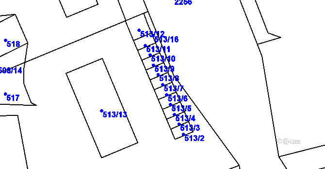 Parcela st. 513/7 v KÚ Jilemnice, Katastrální mapa