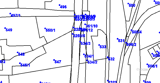 Parcela st. 534/3 v KÚ Jilemnice, Katastrální mapa