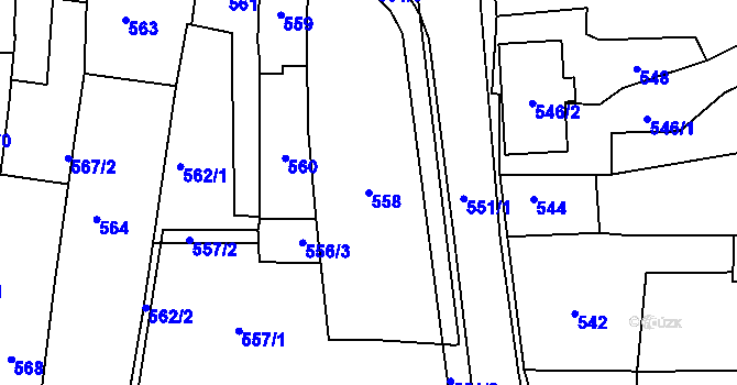 Parcela st. 558 v KÚ Jilemnice, Katastrální mapa