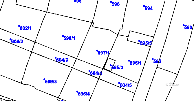 Parcela st. 597/1 v KÚ Jilemnice, Katastrální mapa