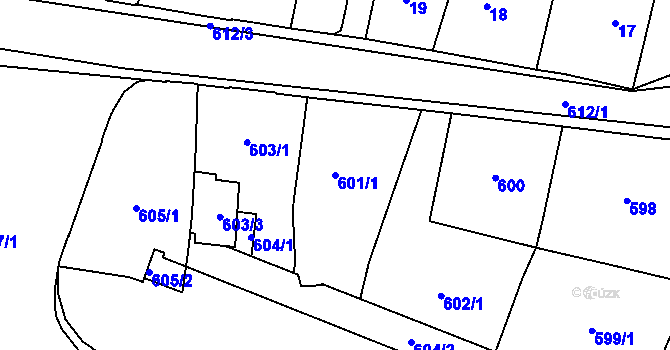 Parcela st. 601/1 v KÚ Jilemnice, Katastrální mapa