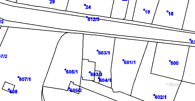 Parcela st. 603/1 v KÚ Jilemnice, Katastrální mapa