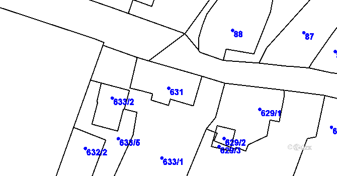 Parcela st. 631 v KÚ Jilemnice, Katastrální mapa