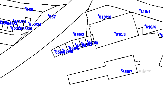 Parcela st. 659/3 v KÚ Jilemnice, Katastrální mapa