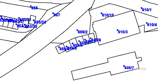 Parcela st. 659/4 v KÚ Jilemnice, Katastrální mapa