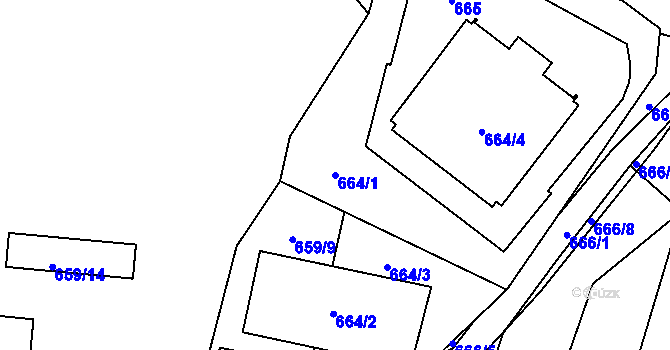 Parcela st. 664/1 v KÚ Jilemnice, Katastrální mapa