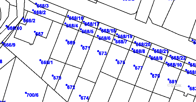 Parcela st. 673 v KÚ Jilemnice, Katastrální mapa