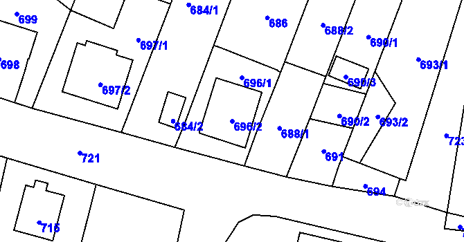 Parcela st. 696/2 v KÚ Jilemnice, Katastrální mapa